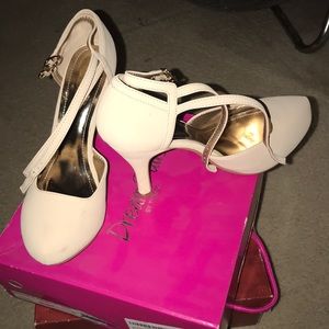 Cream suede Mary Jane Heels